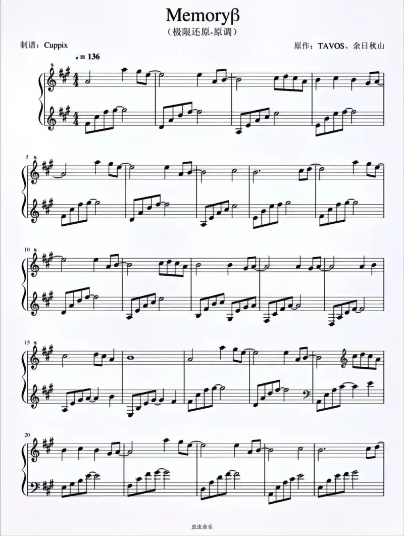 memoryβ钢琴谱五线谱# - 抖音