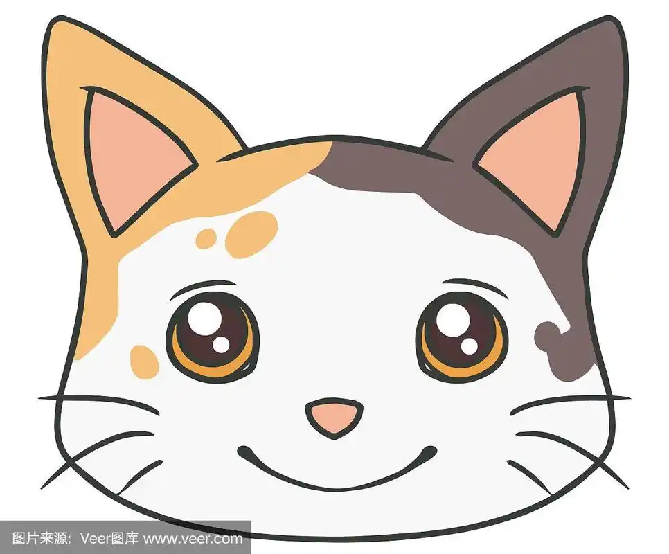 矢量画可爱的彩色印花卡通风格猫头