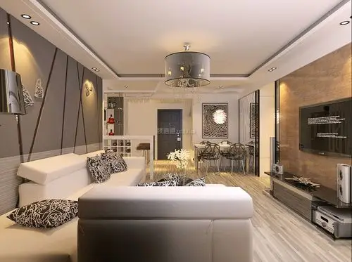 简约现代风格客厅天花板吊顶图片赏析_装修123效果图