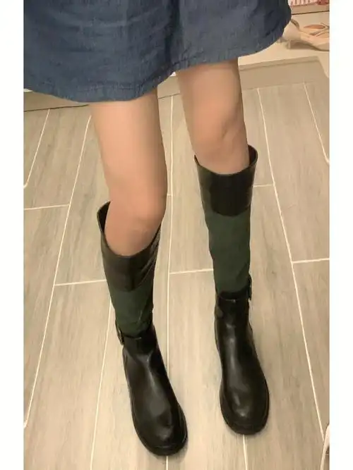 夏天凹造型bi备撞色靴子