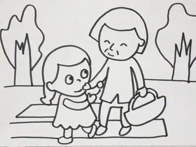 扶奶奶过马路简笔画慈祥的老人简笔画 爷爷奶奶重阳节老人简笔画重阳