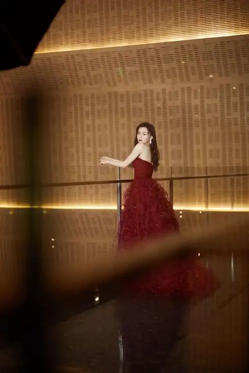江铠同红色礼服优雅写真图片