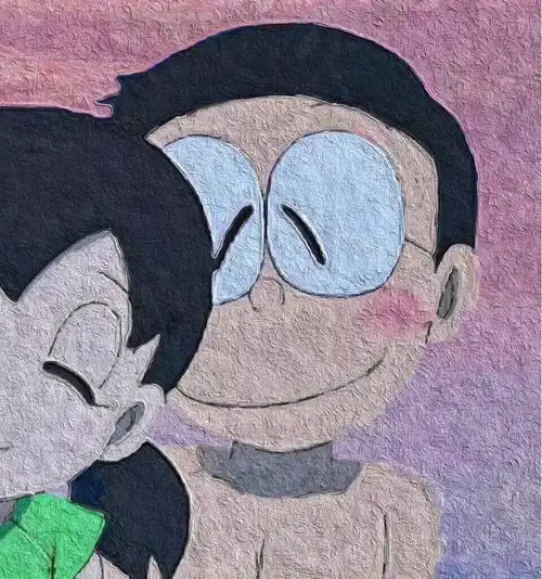 大雄静香36615情侣头像背景图～ 来取图啦～_卡通_发圈_哆啦a梦