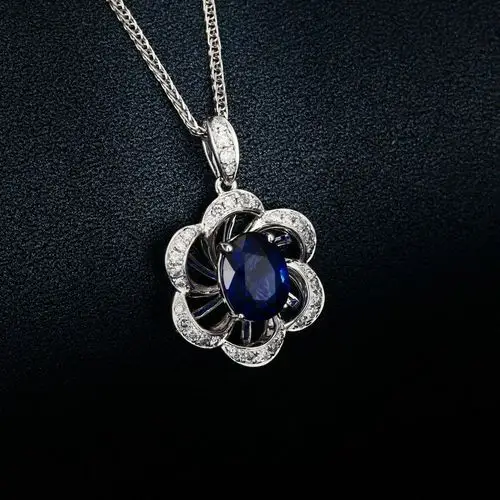 甄选18k金镶嵌天然蓝宝石吊坠 奢华风格 带国检证书