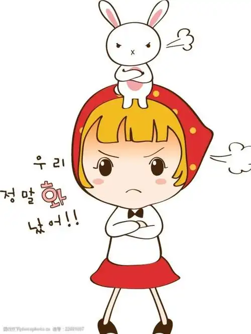 卡通生气小美女素材