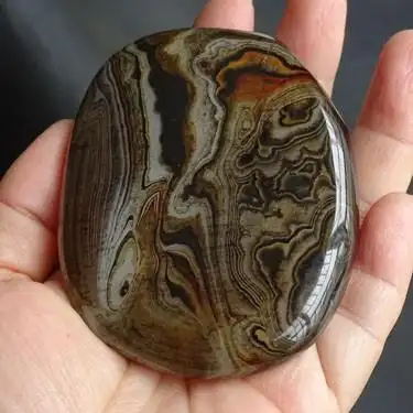 60天然缠丝玛瑙把玩大号条纹原石手把件红缟象形奇石定制款1666号