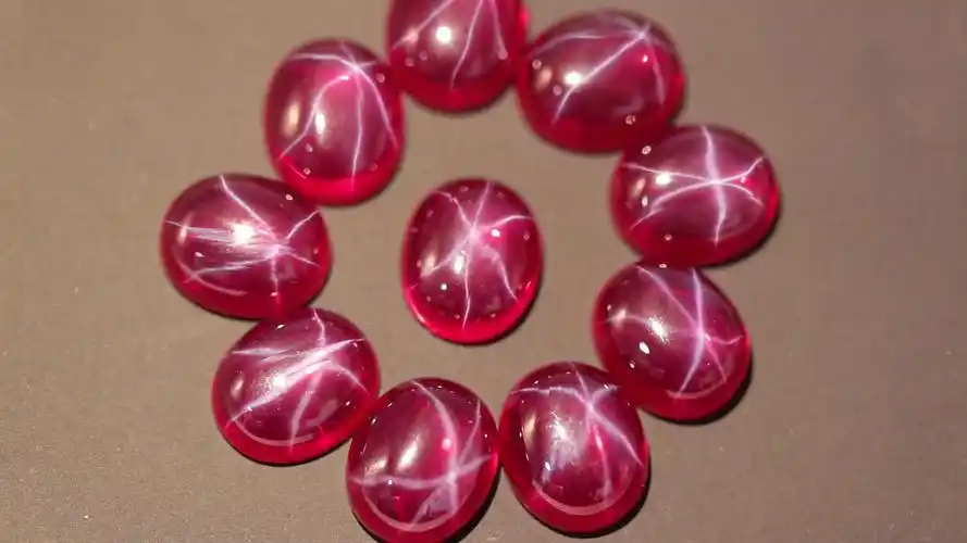 优质合成松散宝石椭圆形凸面型 asterism 石头星光红宝石