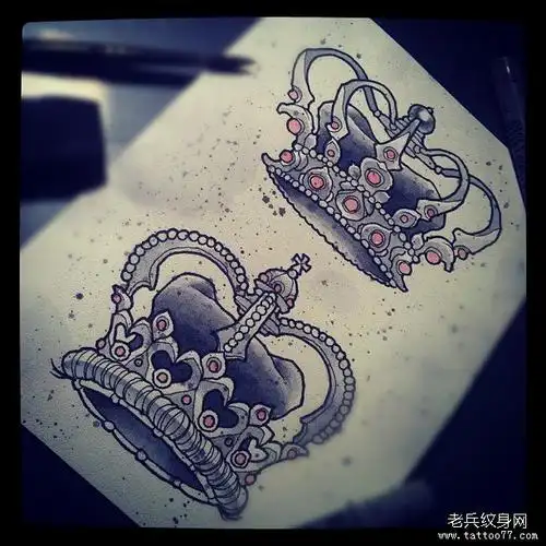 欧美皇冠纹身图案手稿