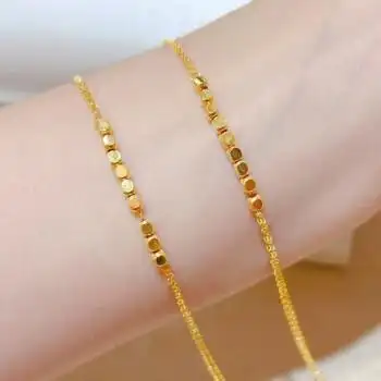 老凤凰方块黄金手链女士足金999方糖手链闪耀5g极光金手饰品女款情人