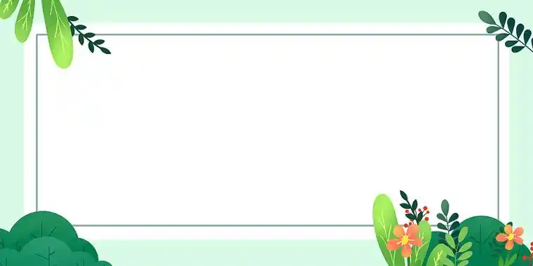 小清新植物花卉家长会说课开学卡通边框背景蓝色简约风格几何多边形