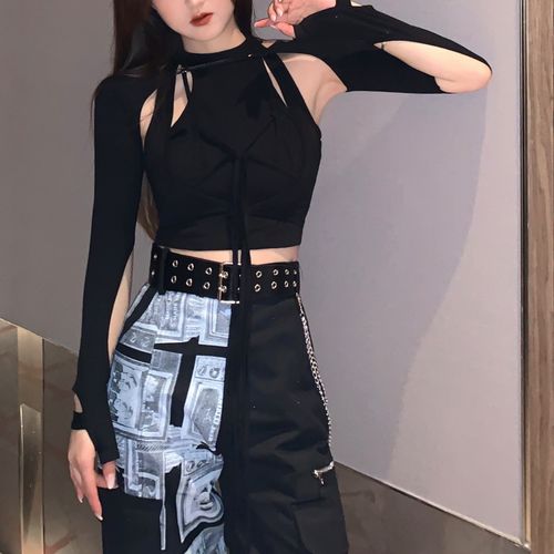 酷飒风女装套装爵士跳舞酷女孩穿搭酷帅风格工装裤配上衣服朋克女