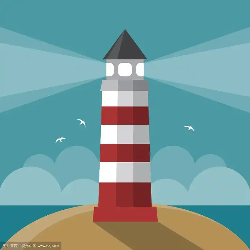 平的卡通灯塔