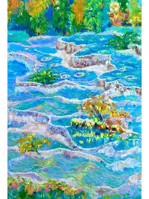 油画棒九寨沟五彩池