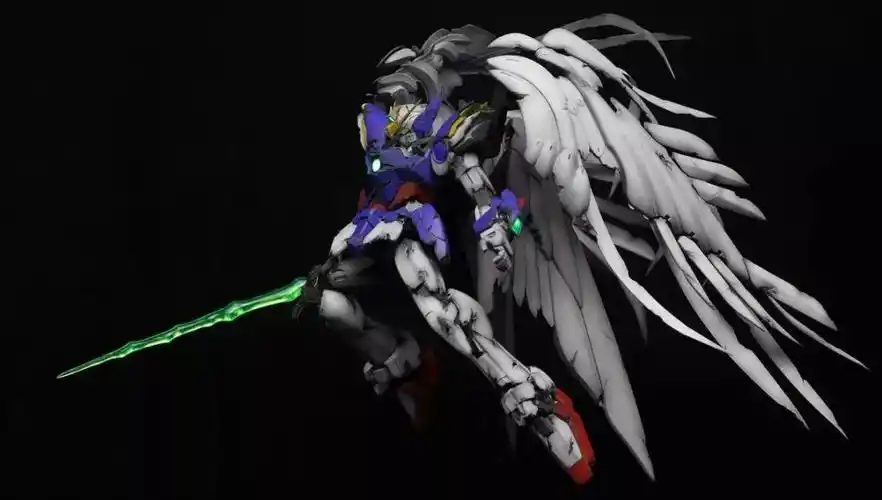 【高达w】万代mg飞翼零式战损加灯