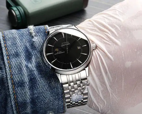 743欧米茄日月星辰系列b353744590011钢带机械男表