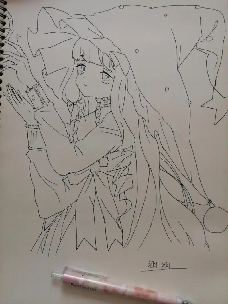 动漫人物女手绘教程 猜猜我是用铅笔画的用圆珠笔勾的线,还是直接用