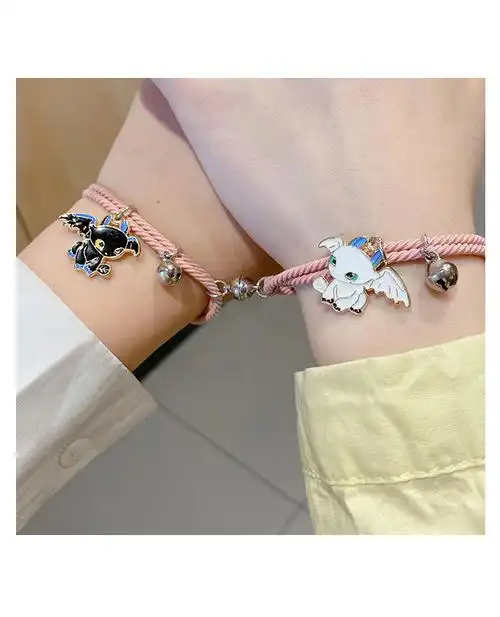 闺蜜手链两人磁铁可爱星黛露 黑白双煞磁铁相吸手链二人情侣闺蜜款小