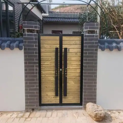 大门新款高档欧美美式铁艺实木别墅院子庭院庭院门