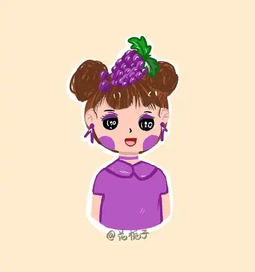 花栀子插画:水果女生小头像,可爱