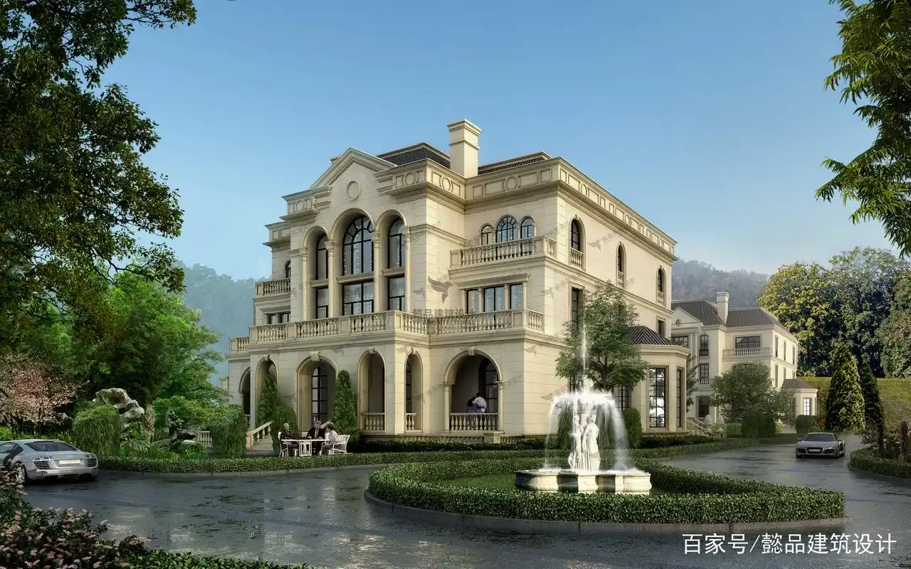 小院子,层数多的法式别墅,干挂石材就是豪