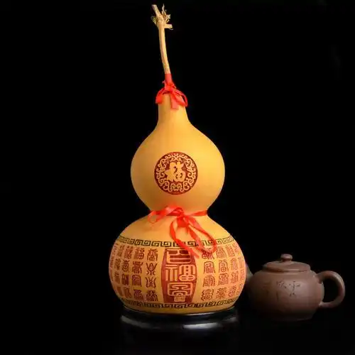 禅意阁天然葫芦摆件精雕百福禄寿喜工艺品客厅卧室装饰品摆设