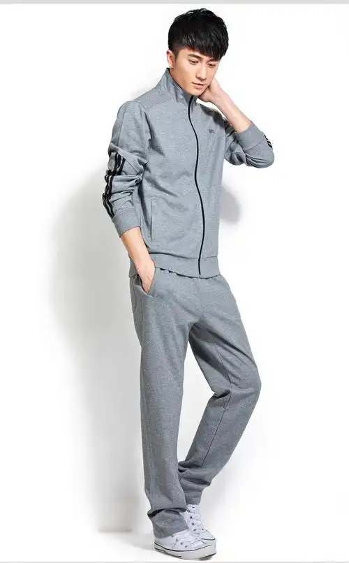 2015秋季新款立领男运动套装 春秋男士休闲运动服套装 跑步健身运动服