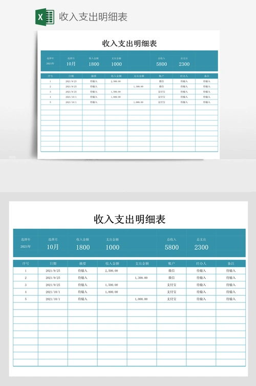 收入支出明细表