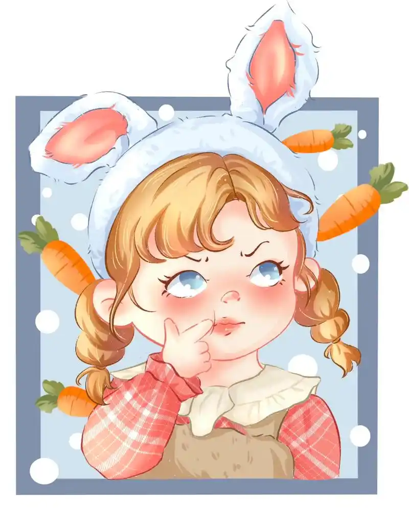 可可爱爱的兔耳朵发箍女孩97.浅浅更新一张微写实q版头像,课 - 抖音