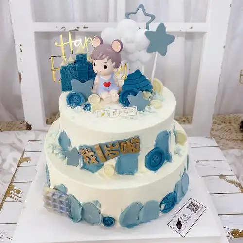 羽浵糖牌男女周岁满月宝宝双层生日蛋糕儿童私房新鲜生日蛋糕