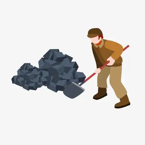 卡通手绘铲煤的男人