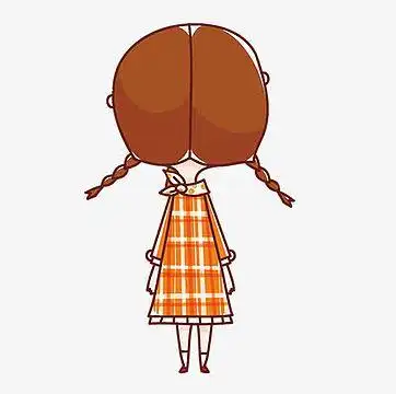 手绘卡通小女孩背影