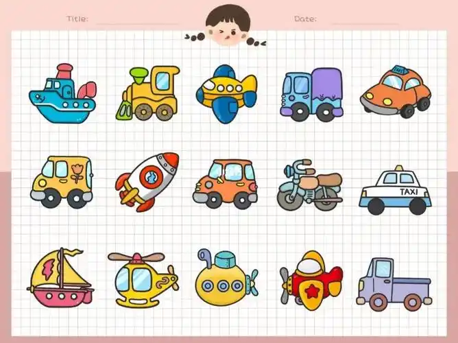 零基础简笔画手帐简笔画素材交通工具篇