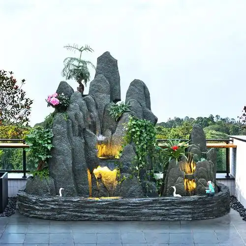 庭院摆件大型室内户外假山流水喷泉花园别墅酒店山水瀑布景观跨境