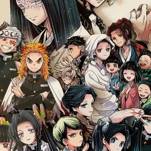 鬼灭之刃豆子善逸炭治郎大合照立体画手办我是工艺画