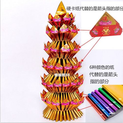 玲珑塔手工家用莲花宝塔聚宝盆折纸折纸