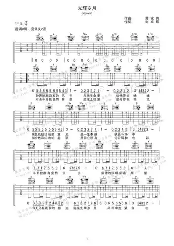 beyond光辉岁月吉他谱