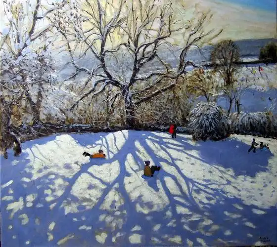 冬季雪景 下雪天 风景人物油画 (208/516)