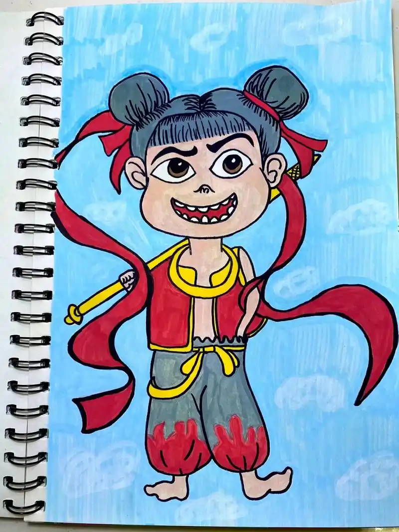 哪吒 #画画#马克笔画#卡通画   我命由 - 抖音