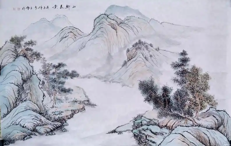 国画山水《山乡美景》 - 笔走龙蛇 - 中财论坛 - powered by discuz!