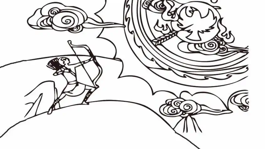 后羿射日的简笔画 后羿射日的简笔画简单漂亮