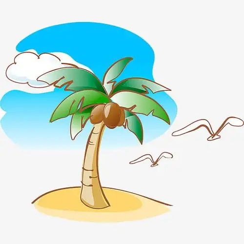 关键词 : 椰子树,卡通,海边,度假