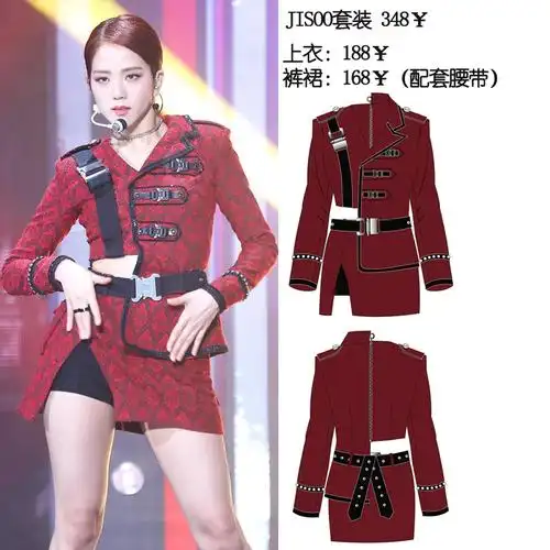 blackpink打歌服kill this love女团红色爵士街舞台演出服套装 酷