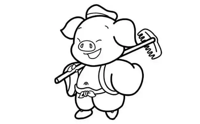 猪八戒简笔画步骤图解_猪八戒简笔画画法q版西游记人物简笔画猪八戒的