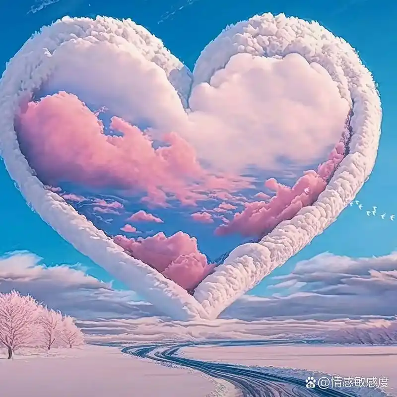 粉色的霞光映衬着梦幻的云朵,像极了一幅美妙的画卷.