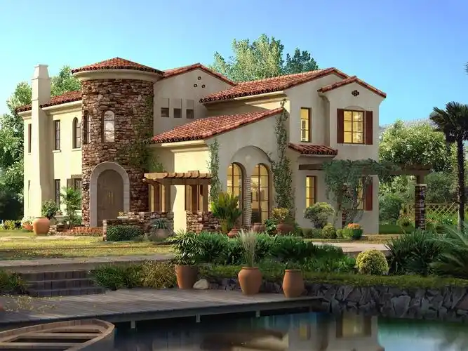 3d设计,房屋,树木,别墅 壁纸 - 1600x1200