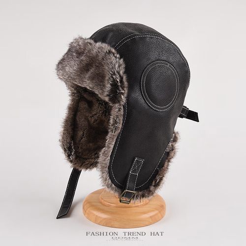 蜜凡苏狗皮帽子东北飞行员雷锋帽男女冬季加厚保暖pu皮防风大头围机能
