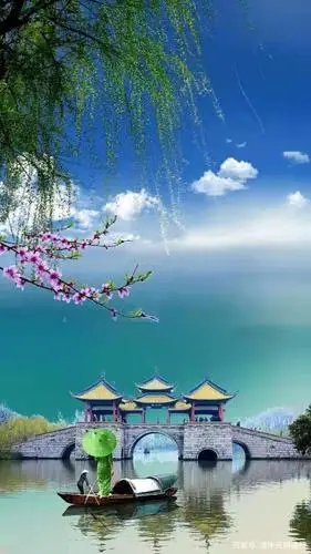 一乘禅诗:净观山水水东流,畅游春日花海,悠闲自得美人生