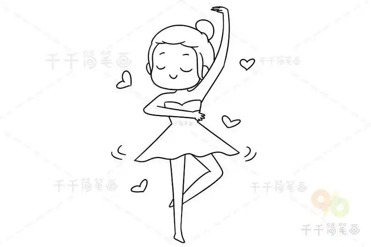 爱跳舞的小女孩简笔画