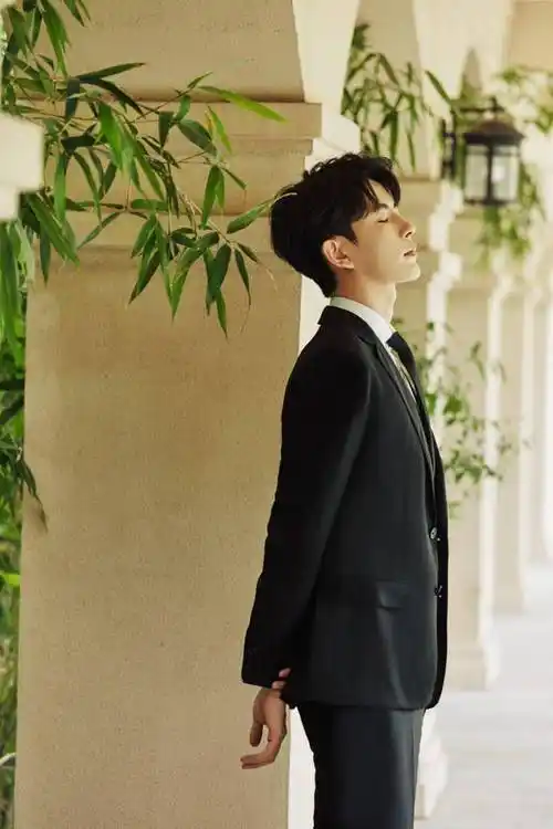 于朦胧黑色西装造型写真释出 身材高大挺拔尽显阳光正气_写真_西装