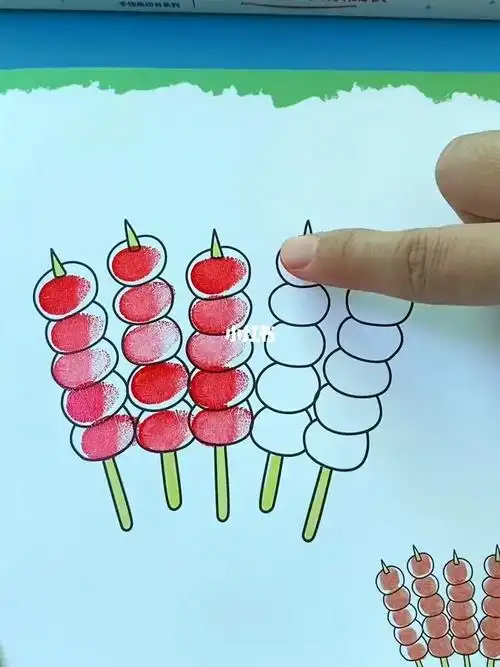 简单又有趣的手指画用小手当画笔